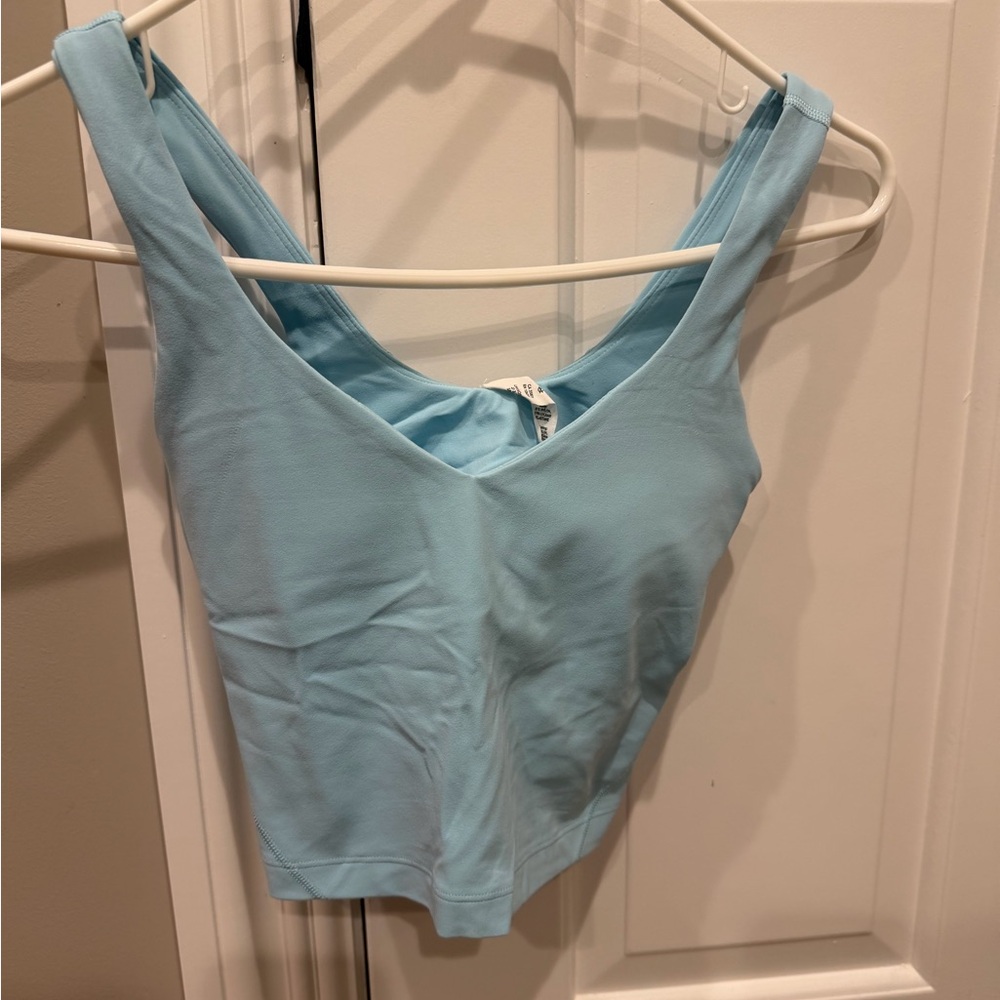 lululemon athletica light blue V-neck cropped tank